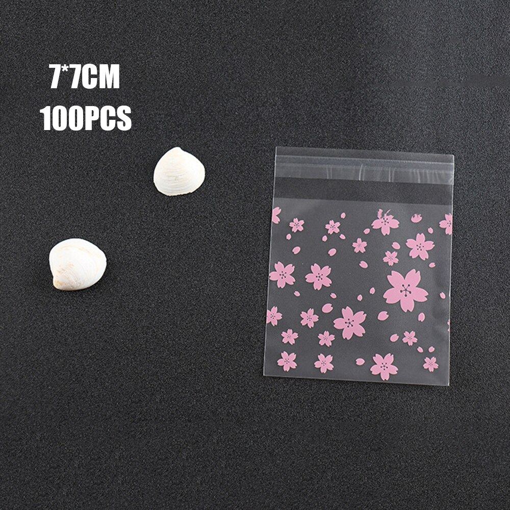 100Pcs Translucent Dot Plastic Biscuit Packaging Bag Opp Bag Wedding Birthday Party Cookie Baking Packaging Bag Candy Bag: D 7x7cm