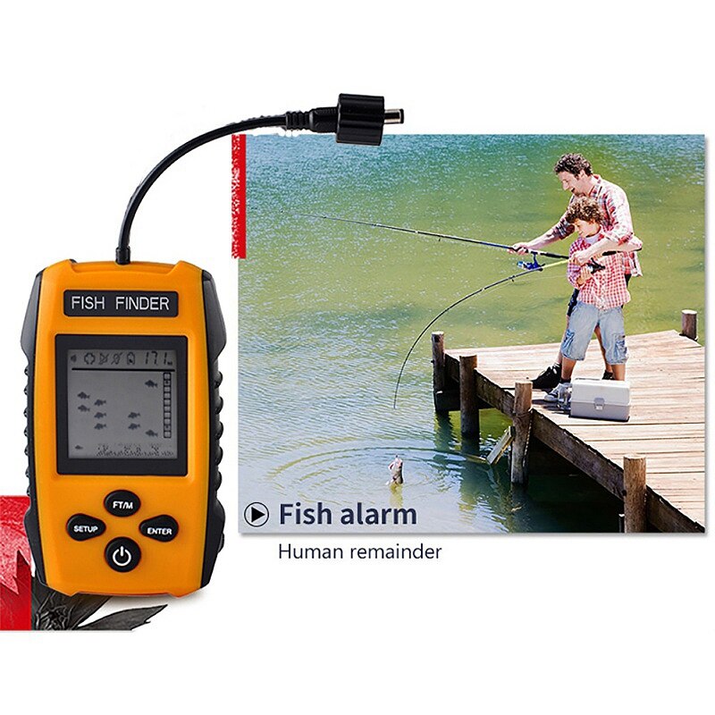 NEUE-Tragbare Fisch Finder Echolot 100M Sonar Lcd Echo Signalgeber Fishfinder Echolot Für Angeln Neue Kabel Sonar Fisch Finden