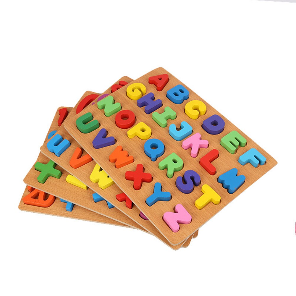 Børn alfabet abc numre træpuslespil bord baby tidligt pædagogisk legetøj til børn, der lærer at udvikle legetøj