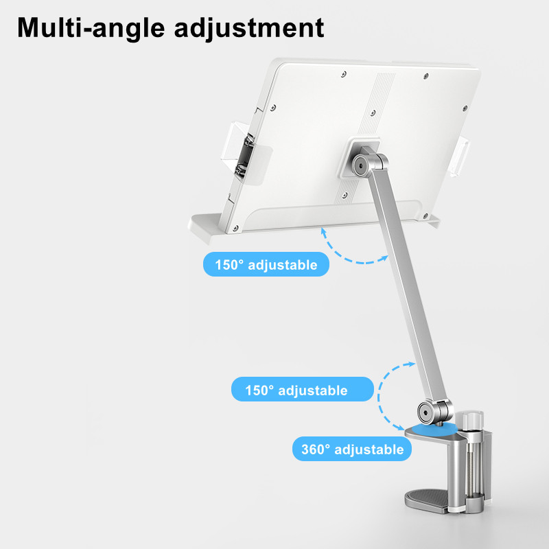 Desk Clamping Aluminum Reading Book Stand Multi-angle Adjustable Reading Book Bracket Table Camping Book Holder Tablet Stand