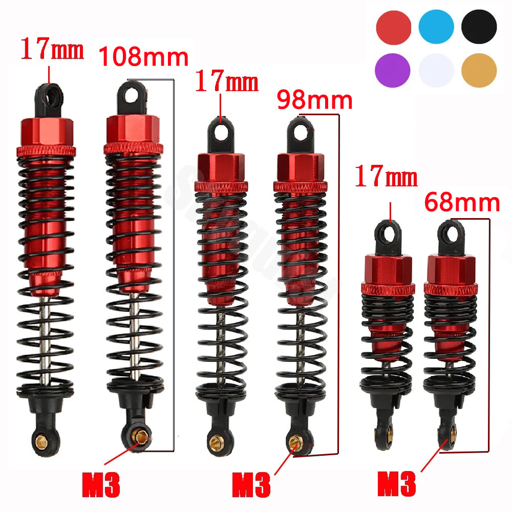 Amortisseurs en aluminium 68mm/98mm /108mm, 4 pièces, pour HSP HPI 1/10 échelle RC voiture sur route Monster Truck tout-terrain Buggy