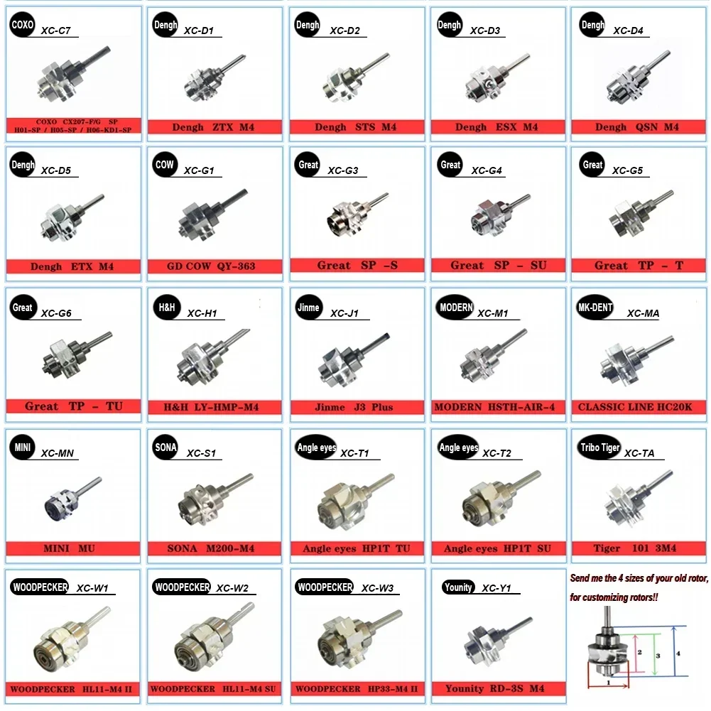Top Grade COXO Dental Handpiece Ceramic Rotor COXO CX207A CX207B High Speed Air Turbine Cartridge Rotor Standard Spare Parts