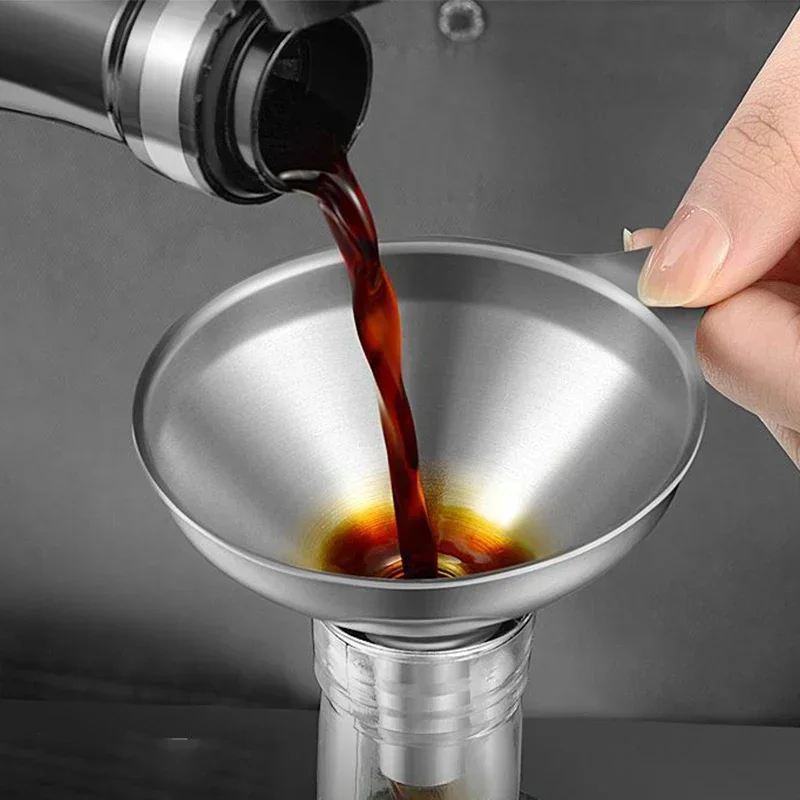 Juego de embudos de cocina de acero inoxidable, embudos metálicos de alimentaria para llenar botellas, embudos pequeños para especias de aceites esenciales, 3/5 Uds.
