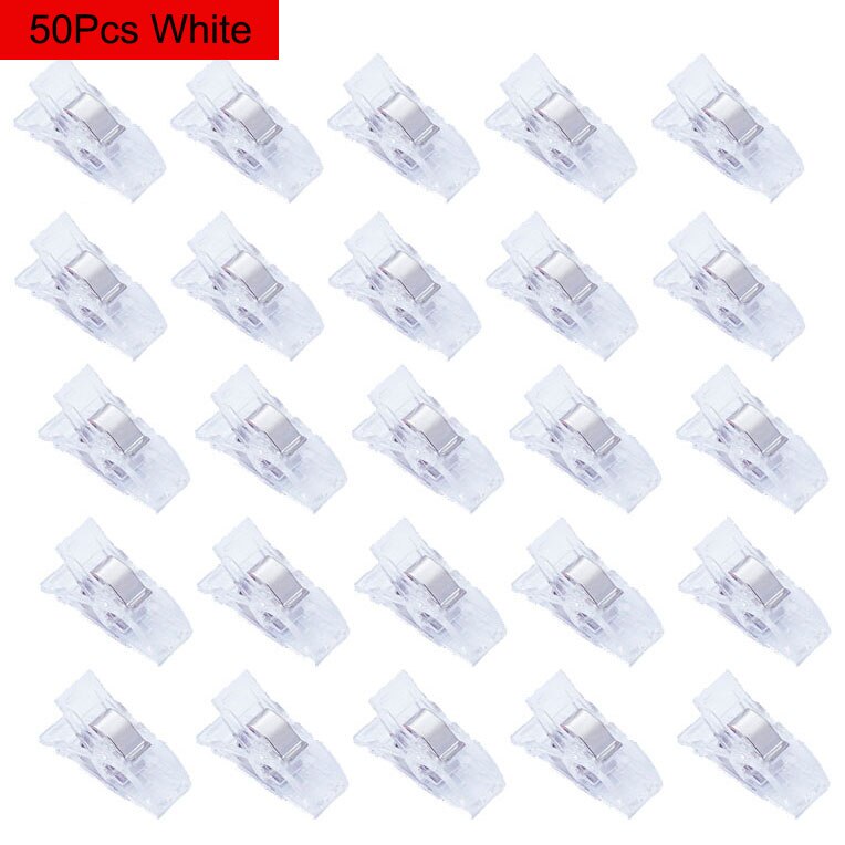 Clips de costura de plástico multiusos, pinzas para manualidades de tela, para acolchar, coser, encuadernar, tejer, 20/50 piezas: 50Pcs White
