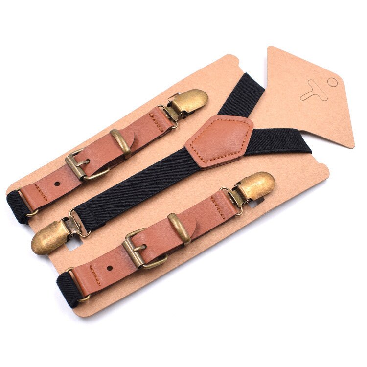 2Cm Breedte Jongens Meisjes Bretels Set Voor Baby Kids Broek Bretels 3 Clips Voor Kinderen Wedding Party: Black