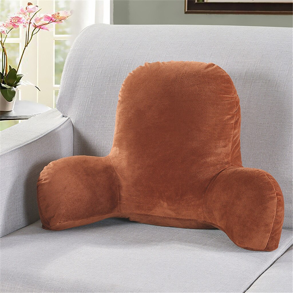 Thicked 100% Cushion Lumbar Back Support Chair Cushion With Arms Back Pillow Bed Plush Big Backrest Reading Rest Pillow: Coffee 