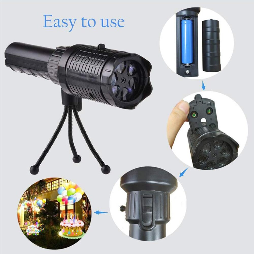 USB Rechargeable LED Christmas Projector Lights 2 in 1 Projection Handheld Flashlight with 12 Patterns for Christmas Halloween