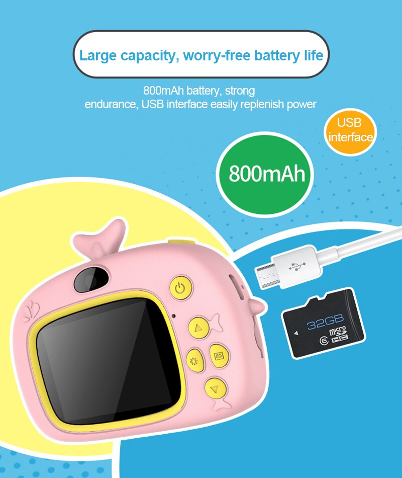 Kindercadeau Mini DV, 16X HD Digitale videocamera Camcorder, 2inch TFT LCD Sceen USB 2.0 Video-AVI/Foto-JPEG Vlogcamera voor verjaardag, Kerstmis, Vakantie Kindercadeau(Rood