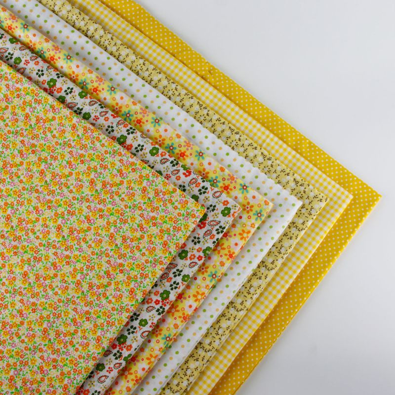 8 stil klud 50 cm x 50 cm print bomuldsstof bundt diy håndlavede quilt patchwork stoffer: 7 stk. et parti gul