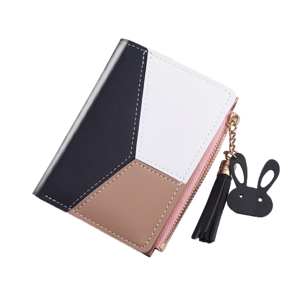 Mulheres Curto Carteira das Mulheres Moeda Bolsa carteira feminina Para Titular do Cartão de Pequenas Senhoras Carteira Feminina Ferrolho Mini Clutch Para menina: Black