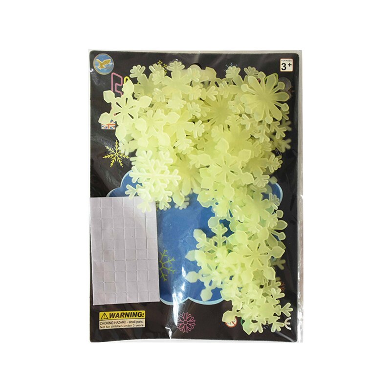 100 stuks/pak kleurrijke lichtgevende sneeuwvlok muurstickers 3cm glow in the dark sneeuwvlokken voor thuiskamer kinderkamer bedankjes stickers decoratie: B02