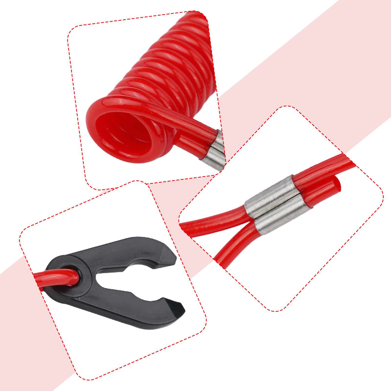 Cordino chiave interruttore di uccisione barca rossa da 1,6 m per Honda Ya-maha Evinrude Johnson legare uccisione interruttore Corda di sicurezza con 2 chiavi