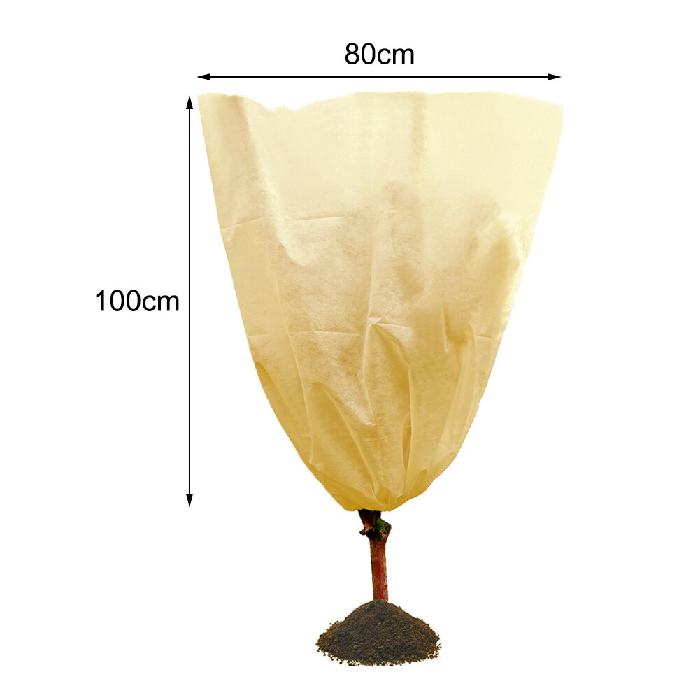 Horticultural Antifreeze Bag Tree Cover Plant Winter Warm Cover Tree Shrub Frost Protection Bag for Yard Garden 100x80/80x60CM: Beige 100x80cm