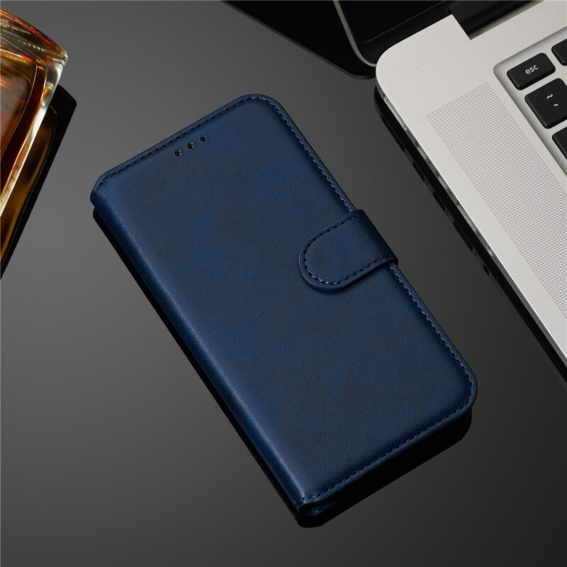 Honor 8a nahkakotelo coquelle huawei honour 8a kotelo retro magneettinen läppälompakkokotelot huawei honor 8a honor 8 a jat -l41 kansi: Sininen