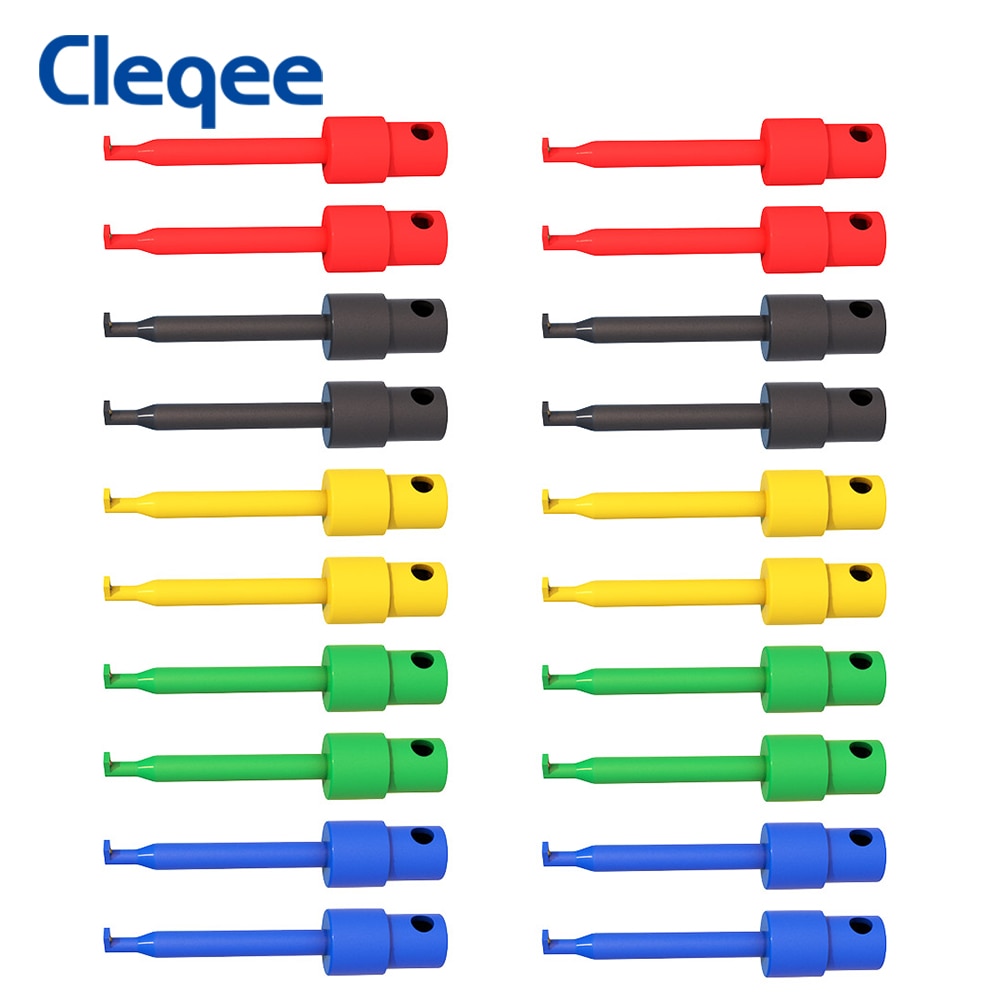 Cleqee P5001 20 stks Multimeter Lead Wire Kit Test Hook Clip Grabbers Test Probe SMT/SMD IC D20 Kabel lassen