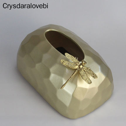 Boîte à mouchoirs en céramique dorée moderne, boîte de rangement pour serviettes en papier, décoration de bureau Simple pour maison salon Restaurant hôtel