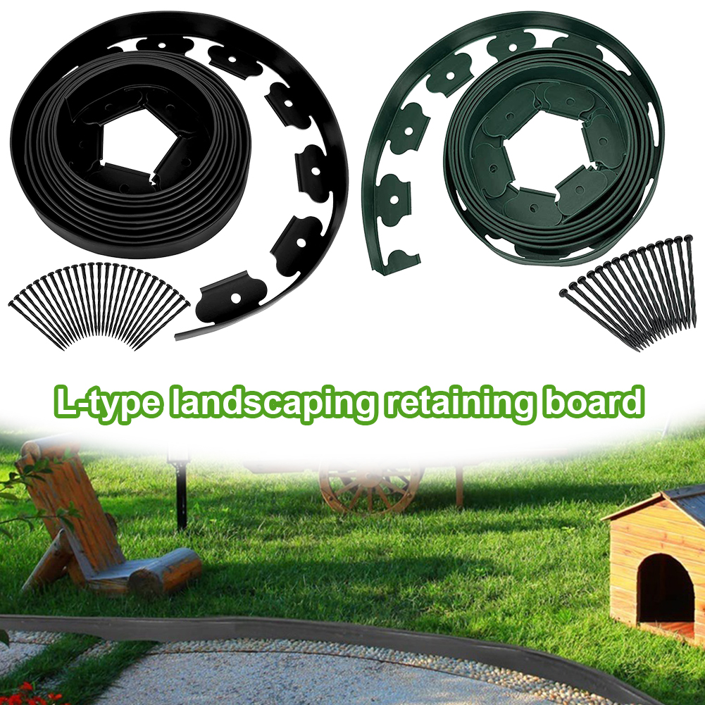 10M Flexible Lawn Edging Kit with 30Pcs Stakes Plastic Edging Border No Dig Garden Border Edging for Garden Flower Beds and Lawn