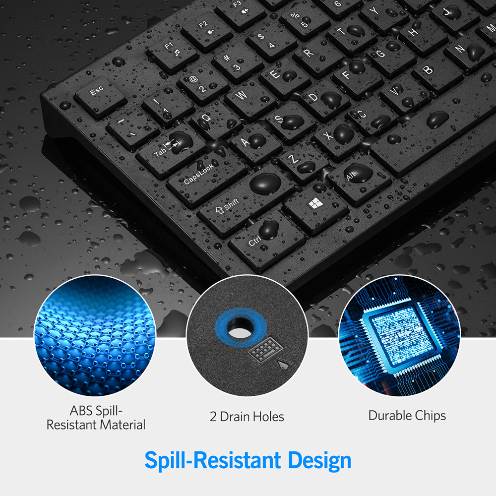 VicTsing PC206 Wired Keyboard Portable Slim Membrane Chiclet Keyboard 104 Keycaps For Tablet Desktop Laptop PC Computer Keyboard