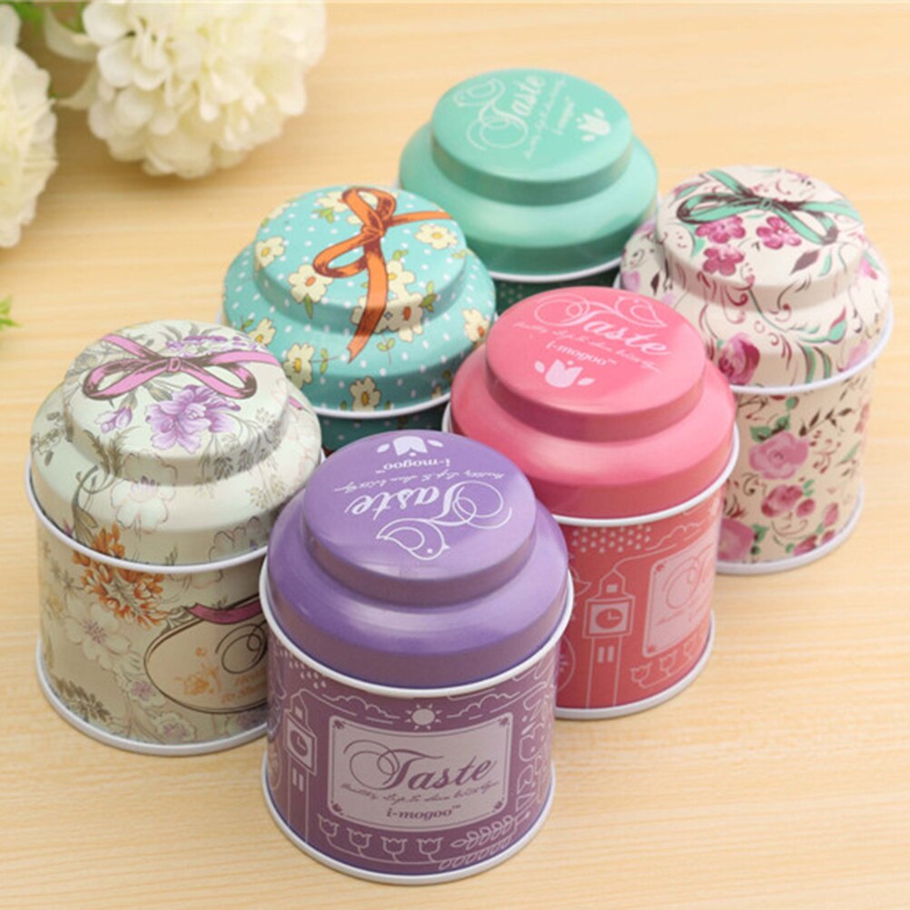 1Pc Bloem Metalen Suiker Koffie Thee Tin Jar Container Snoep Verzegelde Blikken Doos Willekeurige Kleur
