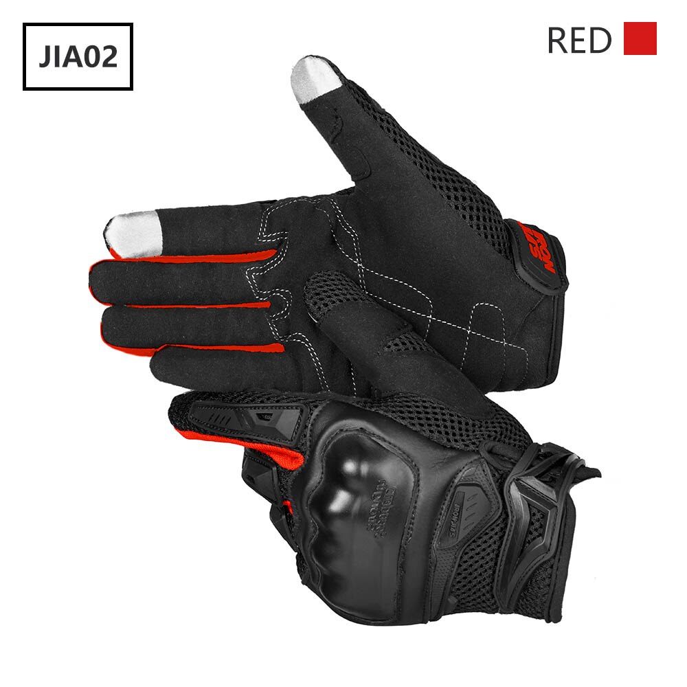IRON JIA'S Guantes Moto Verano Hombre, Guantes Ciclismo Carretera con Pantalla Táctil, Accesorios para Moto, Equipo de Protección Guantes para Motocicleta Motocross: Red / L