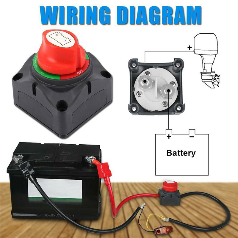 12V Battery Isolator Disconnect Rotary Switch Cut on/Off AUTO -Removable Knob Marine Battery Isolator Cut Off Kill Switch Boat