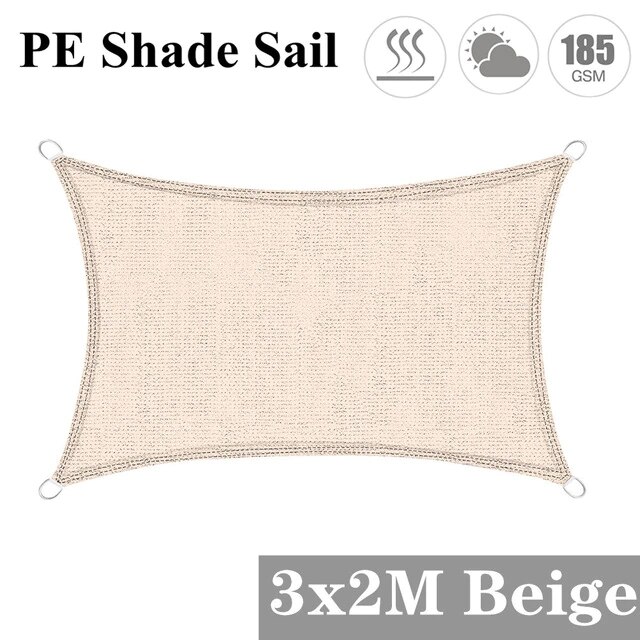 5x4M 3x2M Grau Rechteck HDPE Sonne Sonnensegel Baldachin UV Block Markise Für draussen terrasse Garten Hinterhof Gewächshaus Schatten Tuch: Beige 3x2M