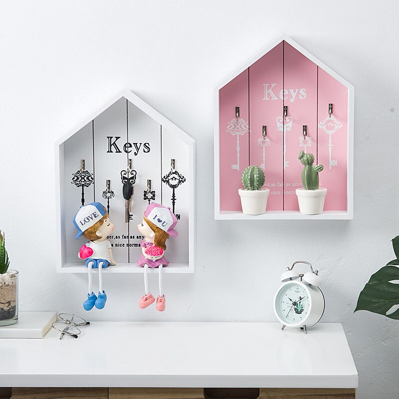 Creatieve Huis Muur Decor Houten Sleutel Haak Cargo Opbergdoos Multifunctionele Muur Jas Toetsen Zakken Kleren Opknoping Haak opslag Hold