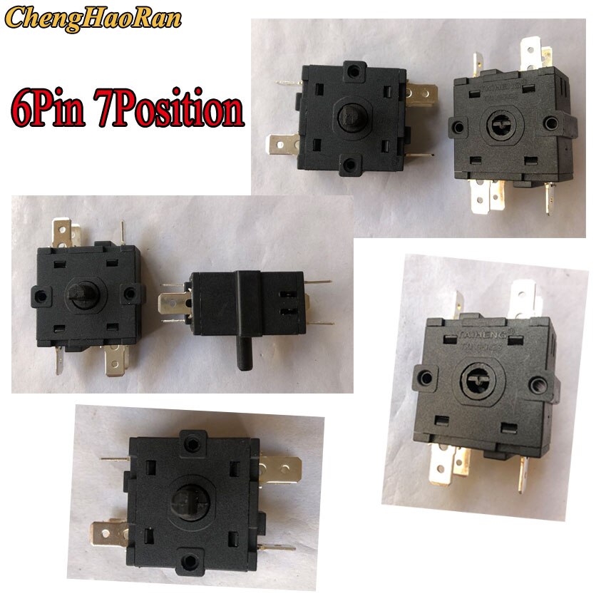 ChengHaoRan 1pcs XK2 FZ31-9 Selector Switch Cycle Gear Double-Layer 6pin 8pin 4/6/7 Position Gear Rotary Switch 16A 15A 250VAC: 6pin 7position