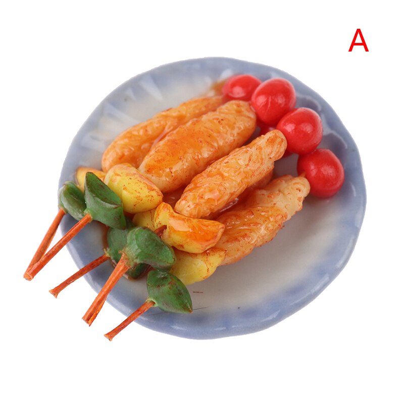 1:12 Accessori casa delle bambole In Miniatura di Simulazione Barbecue Piatto di Decorazione Piatto Mini Barbecue Kebab Vassoio: 1