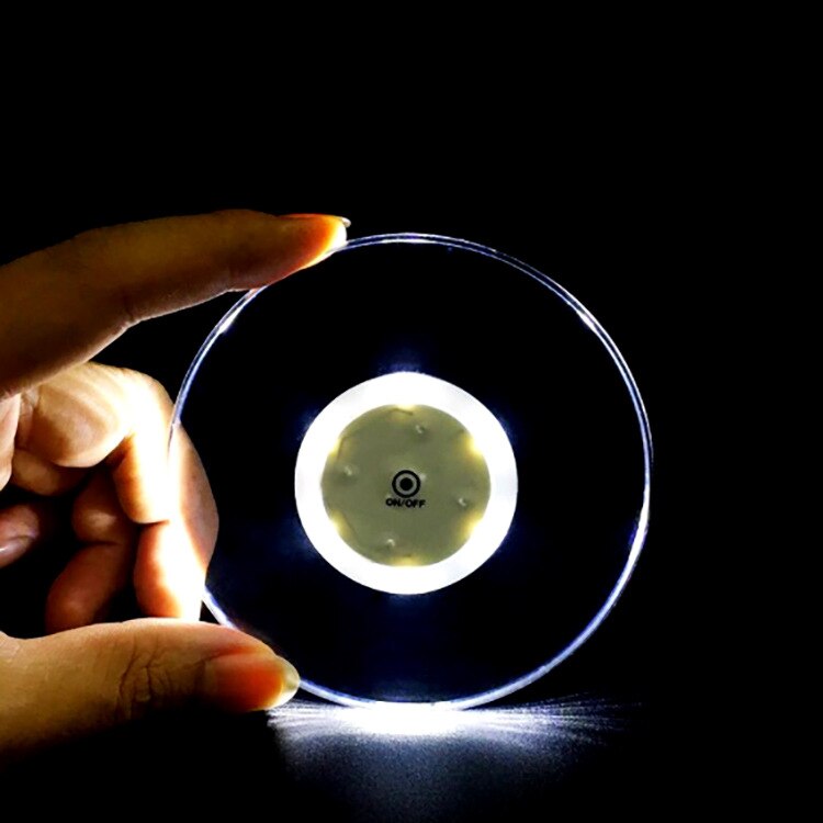 Acryl Crystal Led Glow Coaster Bar Cocktail Glitter Slim Base Barman Sfeer Licht Verlichting Coaster Feestartikelen: 2