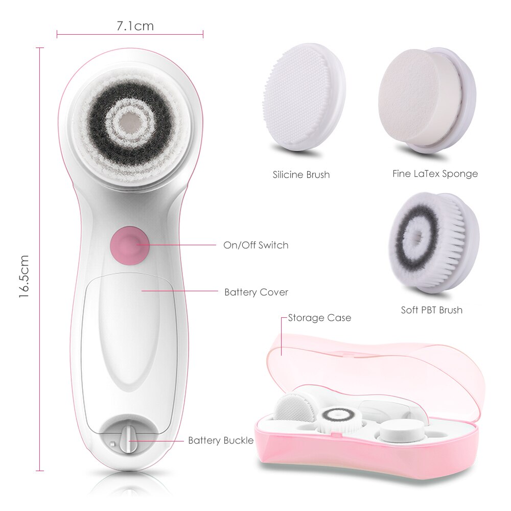 Face Cleansing Brush, TOUCHBeauty Waterproof Facial Spin Brush Set with 3 Brush Heads for Deep Cleansing, Gentle Exfoliating