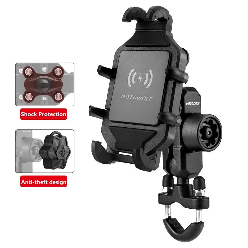 Motorcycle Wireless Charging Phone Holder Cradle 3.0 Quick Charger GPS Moto Support Cellphone Handlebar Mount for 4-7 inch Phone: WHITE