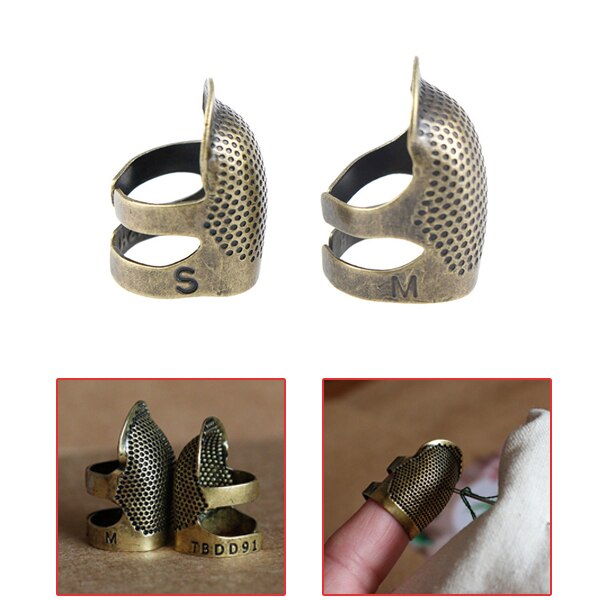 Diy retro håndarbeid sy fingerbøl finger beskytter justerbar finger metall nåler sy verktøy tilbehør sy fingerbøl