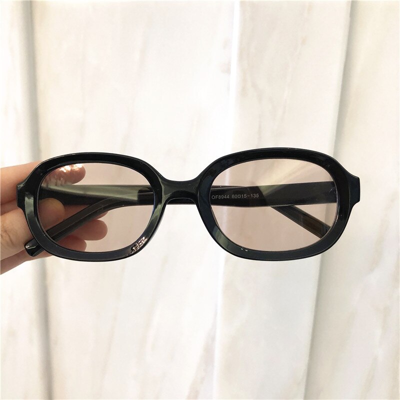 Vem sötnos trendiga 90s solglasögon dammärke retro oval båge solglasögon nyanser korea stil sunnies kvinnlig  s161: C5 svart te