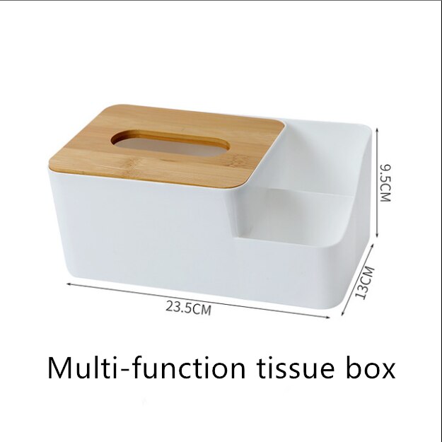 Bamboo wood tissue box simple living room household paper box napkin box remote control storage box roll tray: Big tissue box