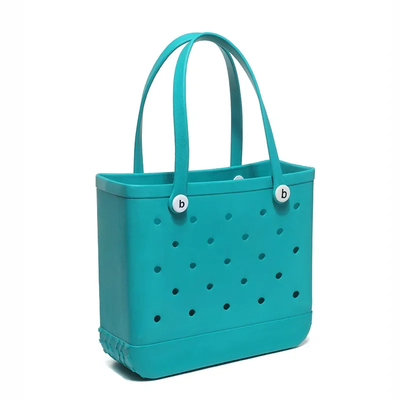 Bolsa de playa grande EVA, cesta de almacenamiento impermeable para piscina, de verano para mujer, bolso de hombro tipo shopper, bolso de playa de gelatina, bolso de mano Croc: Morado