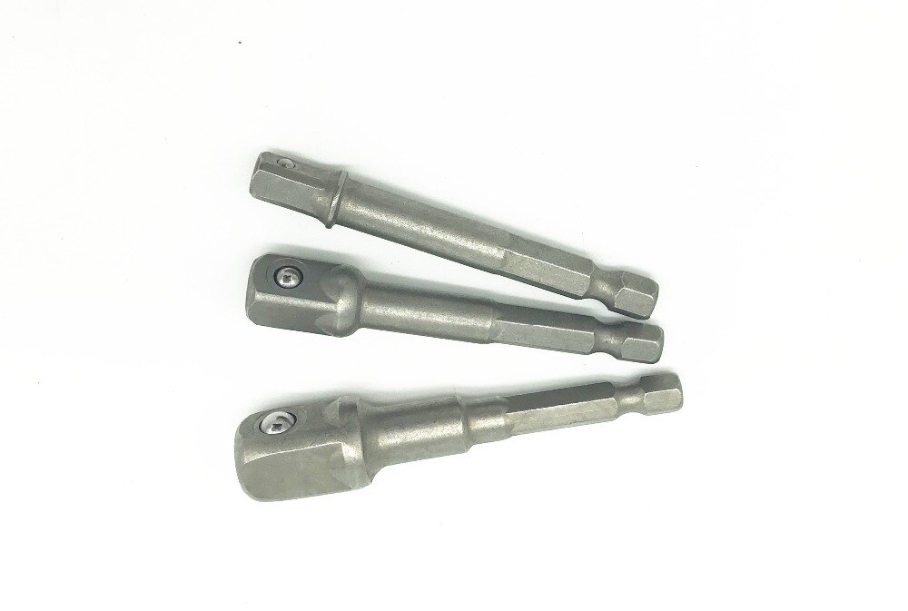 Milda Portable 3pcs Socket Adapter Set Turn Square Head Hexagonal Metal Driver Drill Bits 1/4 3/8 1/2 Electrical Drilling Heads