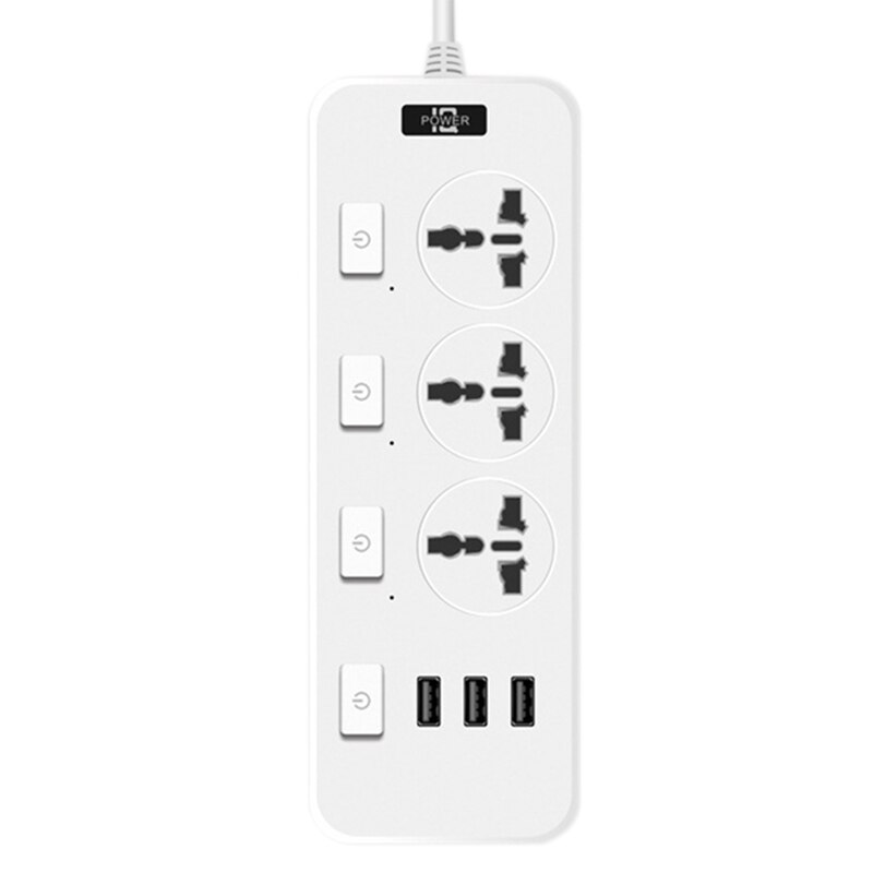 Power Strip with USB with 3 Outlets 3 USB Charger, Multifunction Desktop Charging Station for Home Office Dorm: white