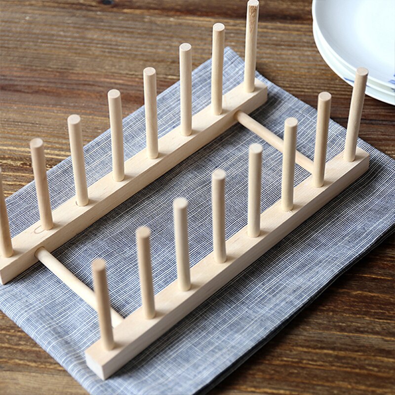 Bamboo Wooden Drainage Dish Rack Kitchen Storage Plates Holder Cabinet Organizer Pot Lid Cutting Board Drying Shelf