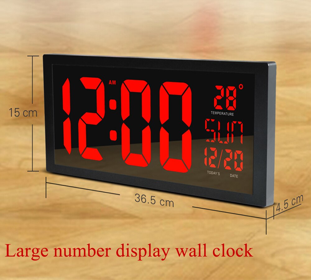Large screen digital wall clock Electronic LED clock with thermometer memory function clock Living room decoration wall clock