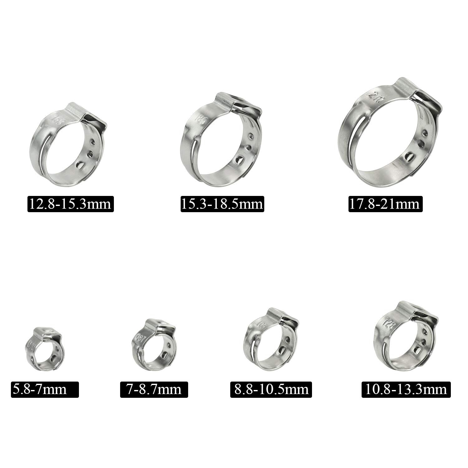 304 Rvs Single Ear Non-Staal Slangklem Classificatie Kit, 128 Stuks