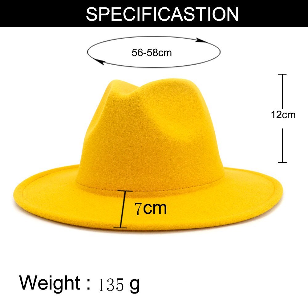 Qbhat Buitenste Geel Inner Pink Patchwork Jazz Vilten Hoed Vrouwen Mannen Brede Rand Panama Fedora Hoeden Met Vilt Band trilby Cap