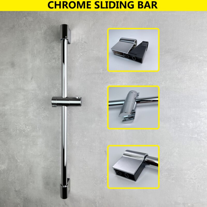 Shower Bar Set with Sliding Bar Solid Brass Outlet Connector 2 Functions Hand Shower 1.5m Hose Adjustable ABS Holder Matt Black: Shower Bar CP