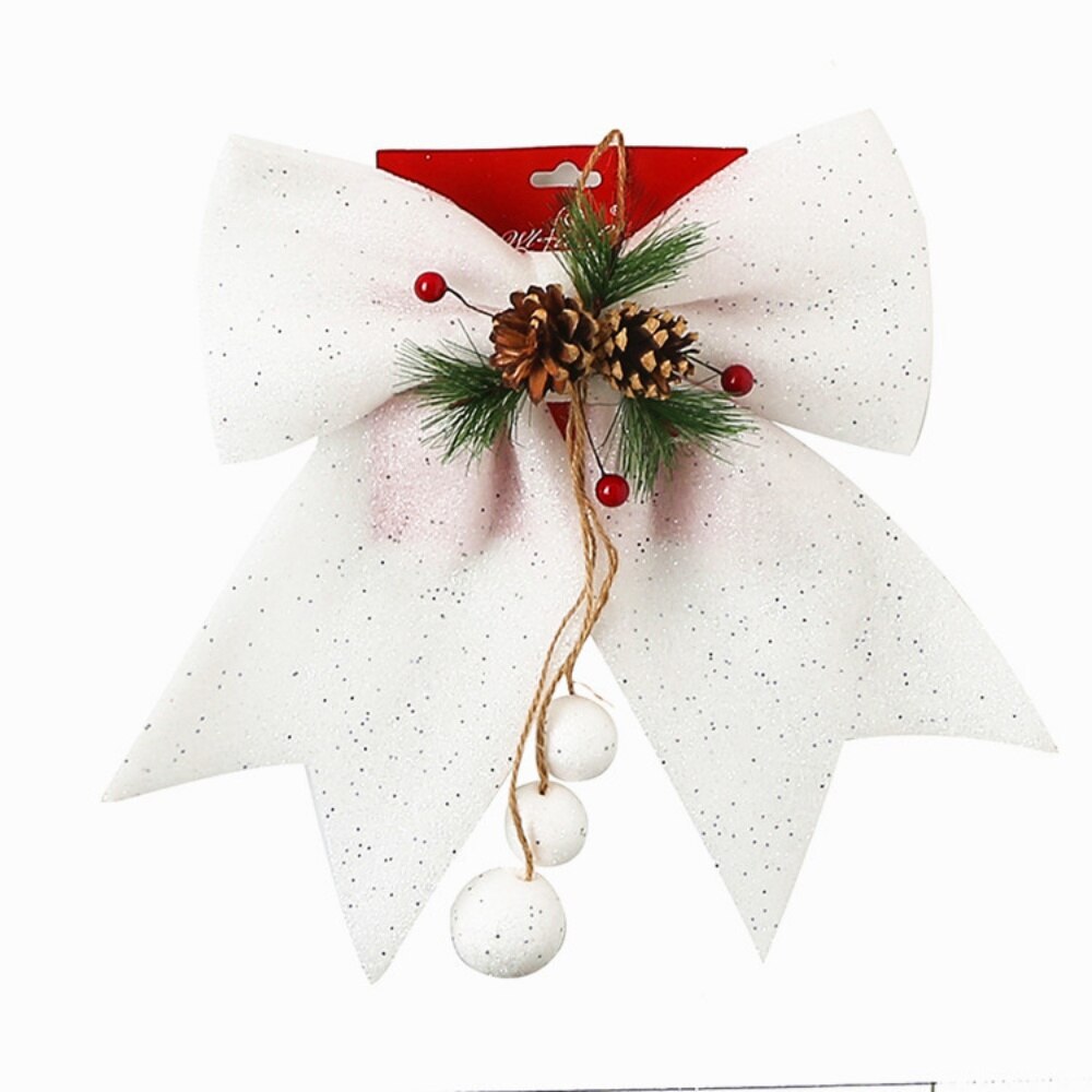 Grands nœuds de ruban pour arbre de noël , 1 pièce, décoration pour la maison, pour fête de noël 2022 et nouvel an: WHITE