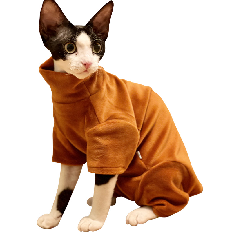 STOCK CLEAN Sphynx Cat Clothes Thick Baby Soft Cotton Hairless Cat Clothes Kitten Clothes for Cornish,Devon, Peterbald, KnnisCat: Red / XL
