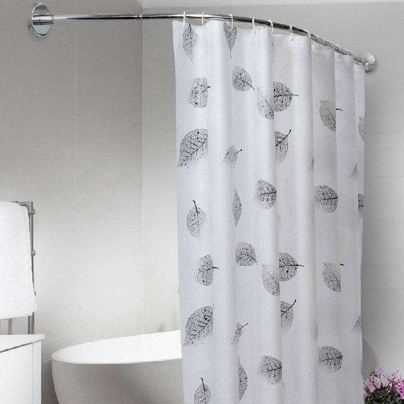 6 Size U/L-Shaped Shower Curtain Rod Retractable Curved 201 Stainless Steel Rail Rod No Punching Bathroom Curtain Mounting Rod