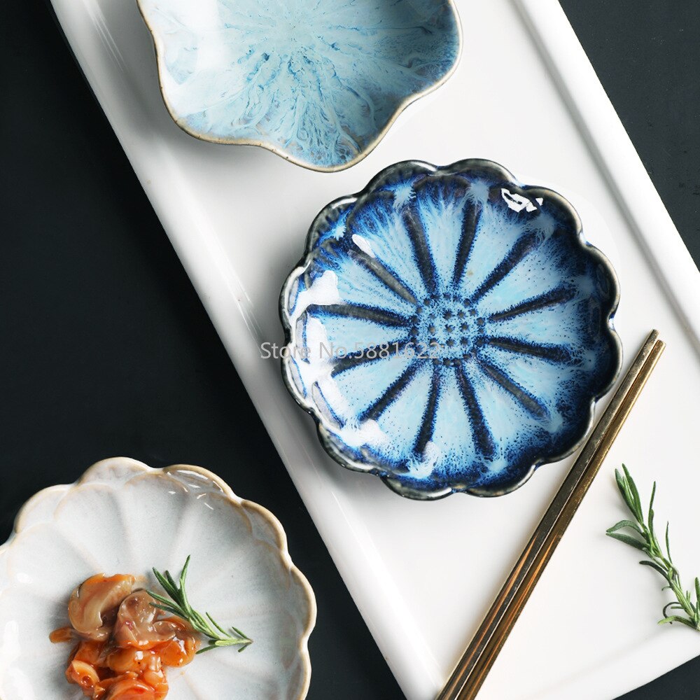 Smuk retro lotus keramisk tallerken porcelæn ovn glaseret blomst middag tallerken sauce nødder frugt bakke fest snack retter tallerken