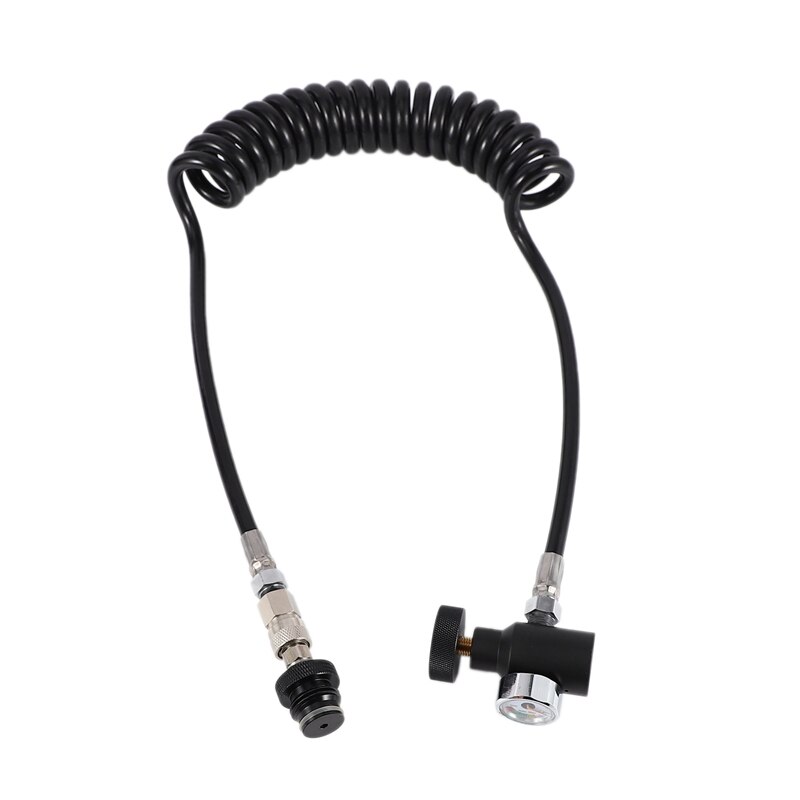 PCP Remote Hose Coil Line with Quick Disconnect & 3000Psi Mini Gauge 2.5M(Extend)