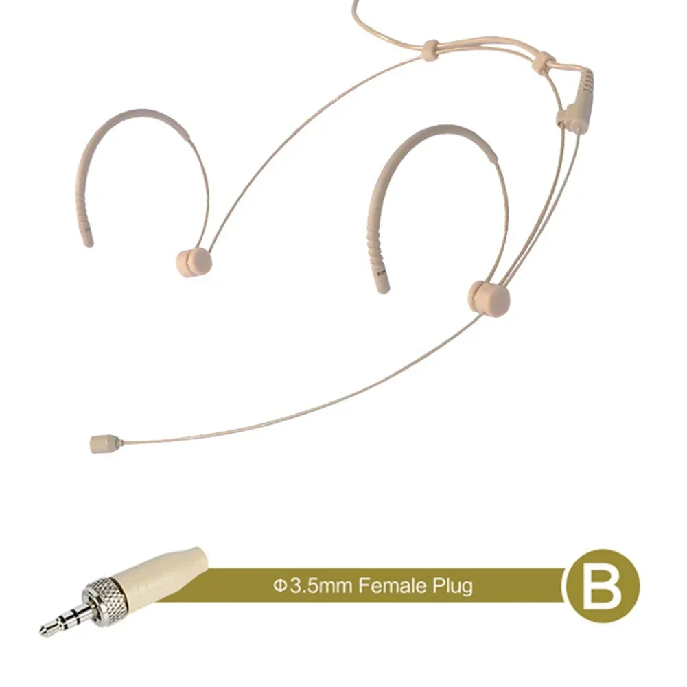 1 Pcs Beige Double Earhook Ear Hook Omnidirectional Condenser Headset Mic Headworn Microphone 3.5mm 3 Pin 4 Pin XLR Plug: PURPLE