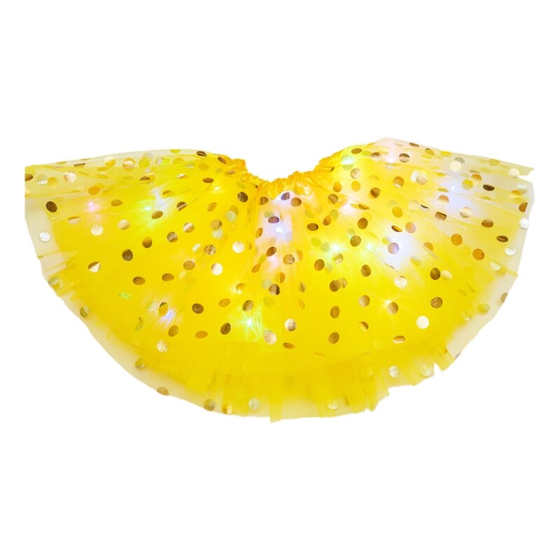 Kinderen Kids Meisjes Led Ballet Rokken Elastische Mesh Tutu Jurk Gymnastiek Dansen Rok Prinses Pettiskirts D5QF: Yellow